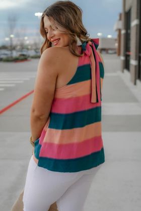 Women's Colorful Striped Halter Top