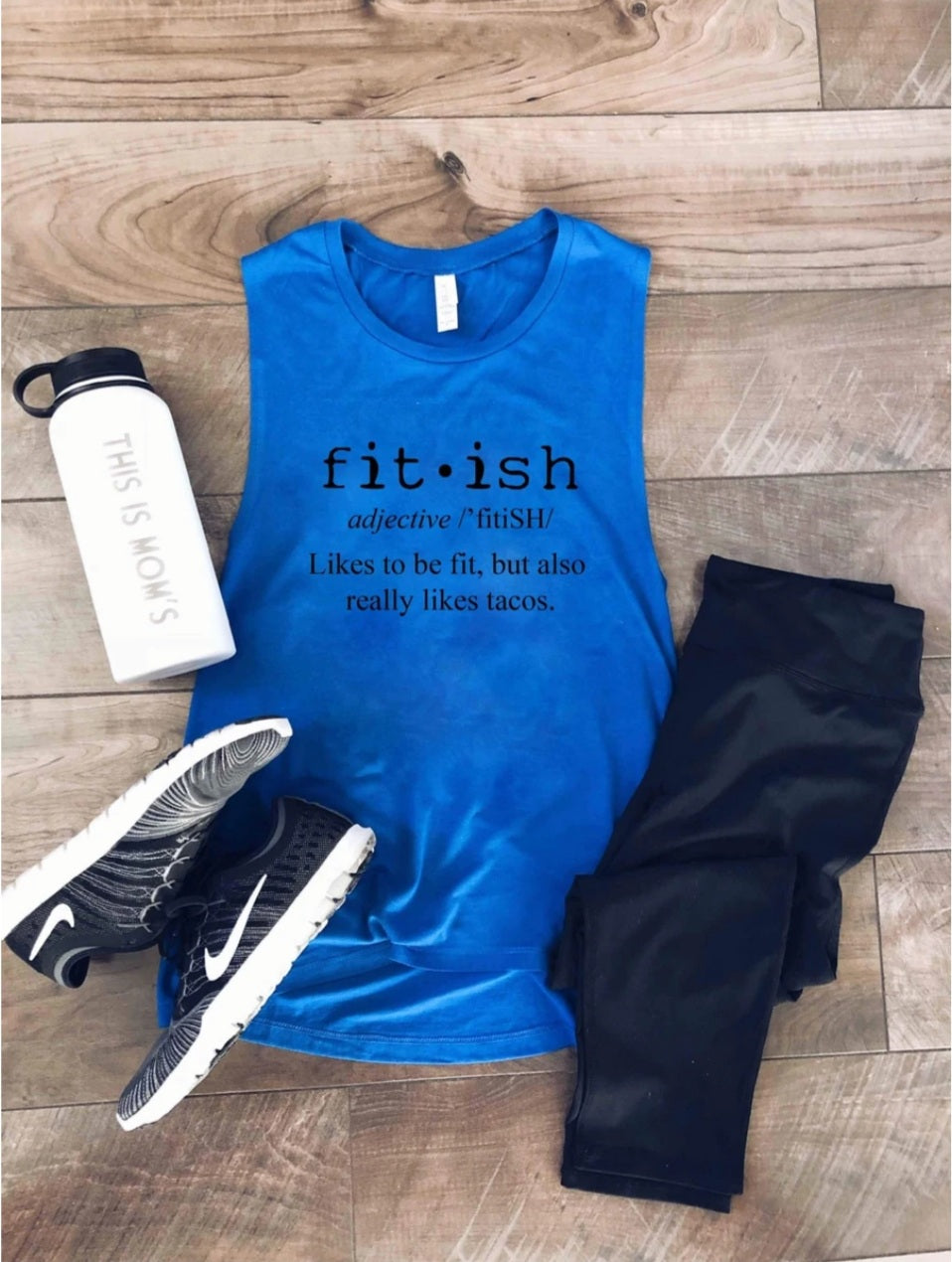 Women's Fitness Graphic Muscle Tank Royal Blue