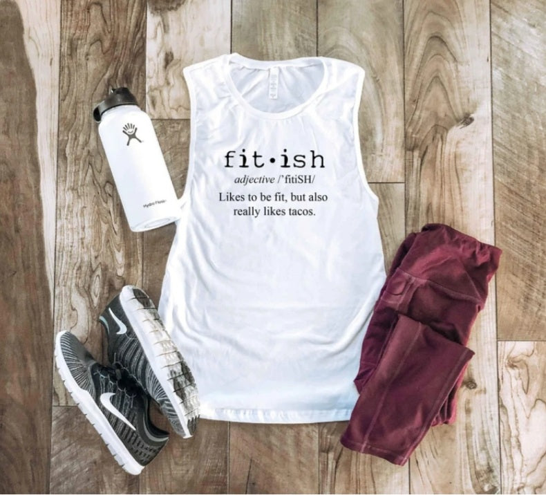 Women's Fitness Muscle Graphic Tank White 