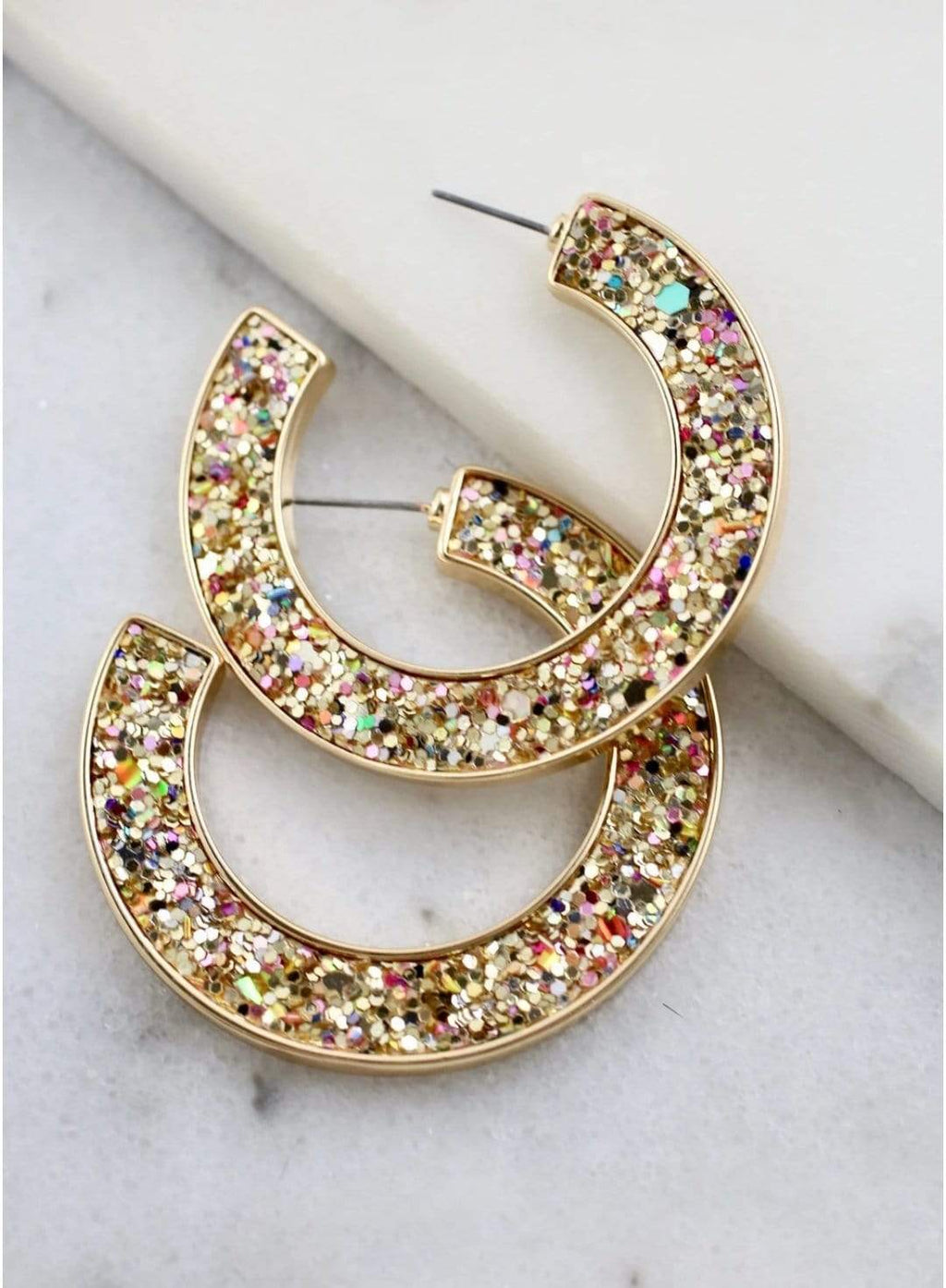Women's Gold Sparkle Hoop Earrings