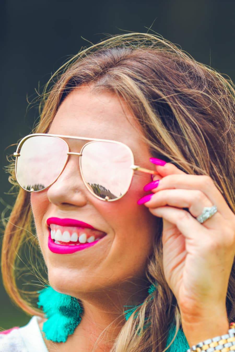 Women's Pink Gold Aviator Sunglasses