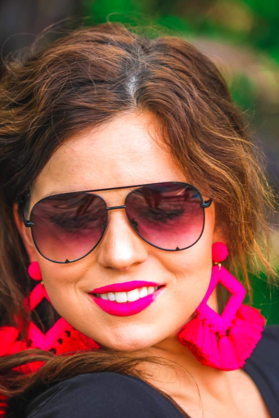 Women's Black Pink Ombre Aviator Sunglasses