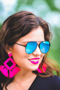 Women's Blue Aviator Sunglasses